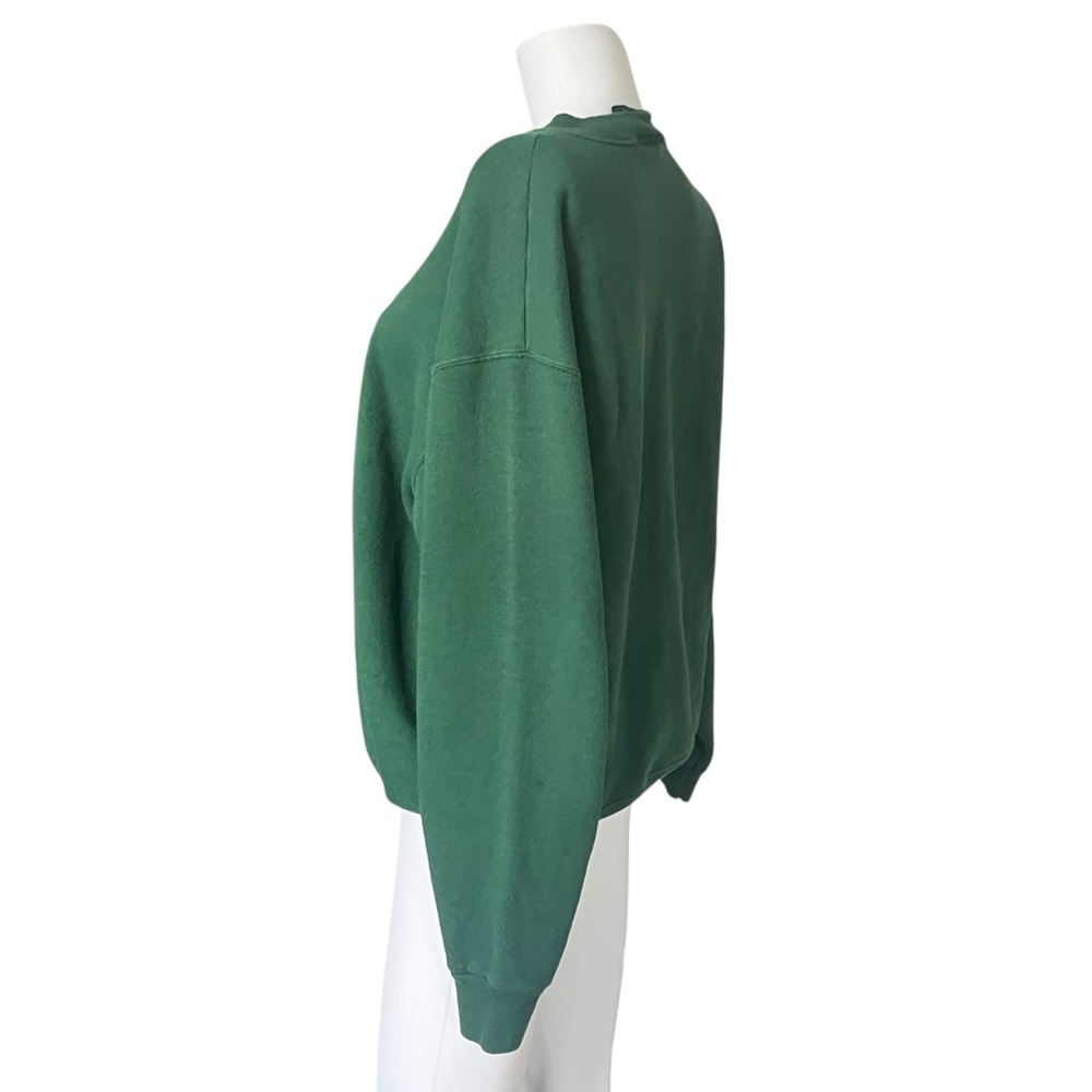Vintage Green Sweatshirt with Colorful Cat Appliqué - Picture 3 of 10
